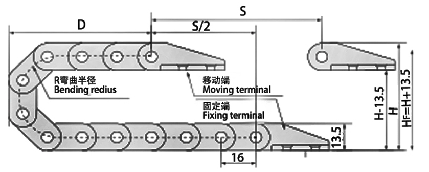 微型10系列拖链主要技术参数图 微型10系列拖链主要技术参数图