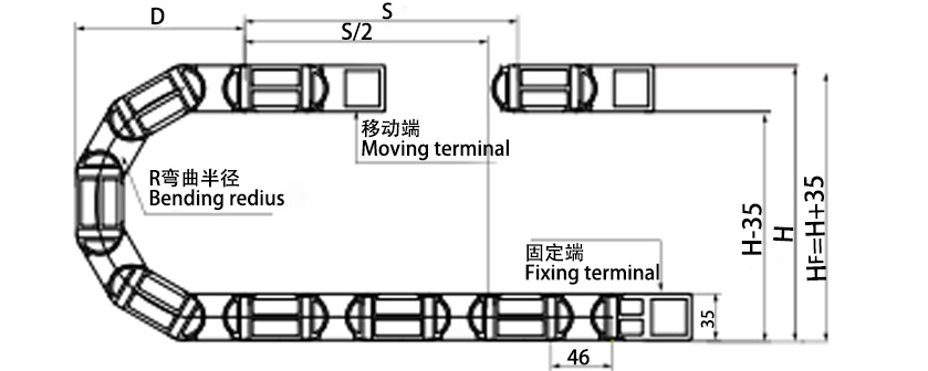 20系列强力型拖链主要技术参数图 20系列强力型拖链主要技术参数 图