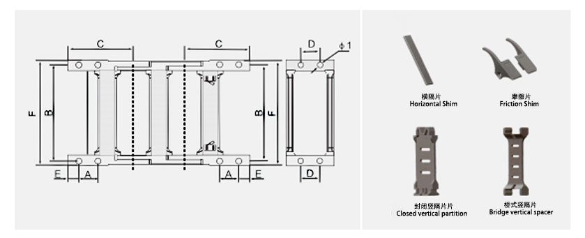 65系列强力型拖链接头选配方式图 65系列强力型拖链接头选配方式图