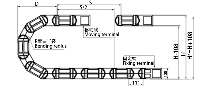 80系列强力型拖链主要参数图 80系列强力型拖链主要参数图